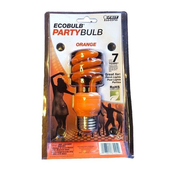 60W Orange Energy Saving FEIT CFL Bulb 13W=60W 7 Year 8000 Hr. Life Halloween - Picture 1 of 6